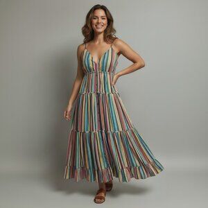 Love The Label aqua multi color stripes dress, size S